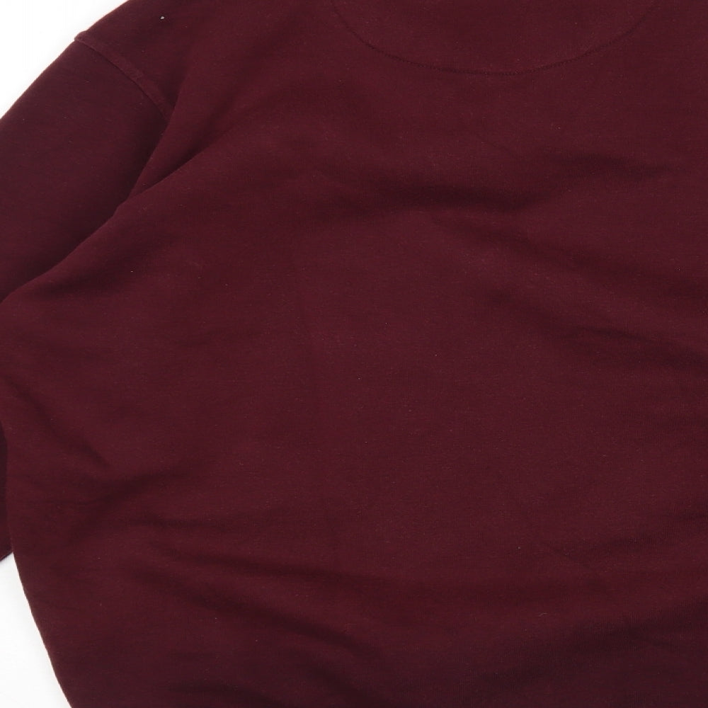 One Valley Mens Purple Collared Cotton Pullover Jumper Size S