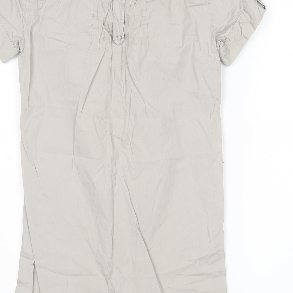Pull & Bear Womens Grey Cotton Basic Polo Size S Collared