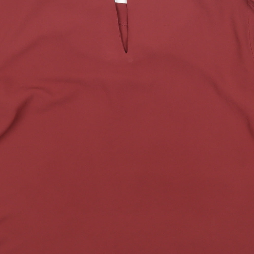 Oasis Womens Pink Polyester Basic Blouse Size 10 Round Neck