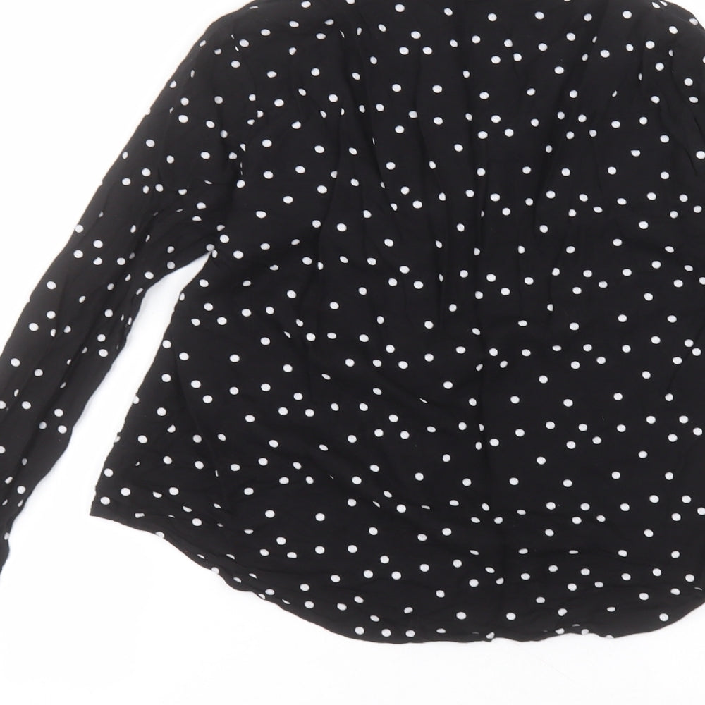 Monki Womens Black Collared Polka Dot Viscose Cardigan Jumper Size XS