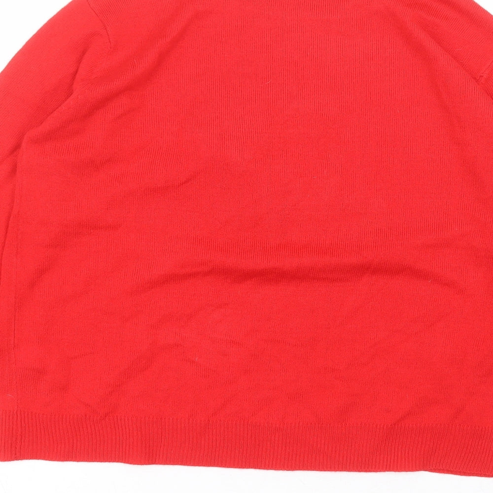 Primark Womens Red Round Neck Acrylic Pullover Jumper Size M