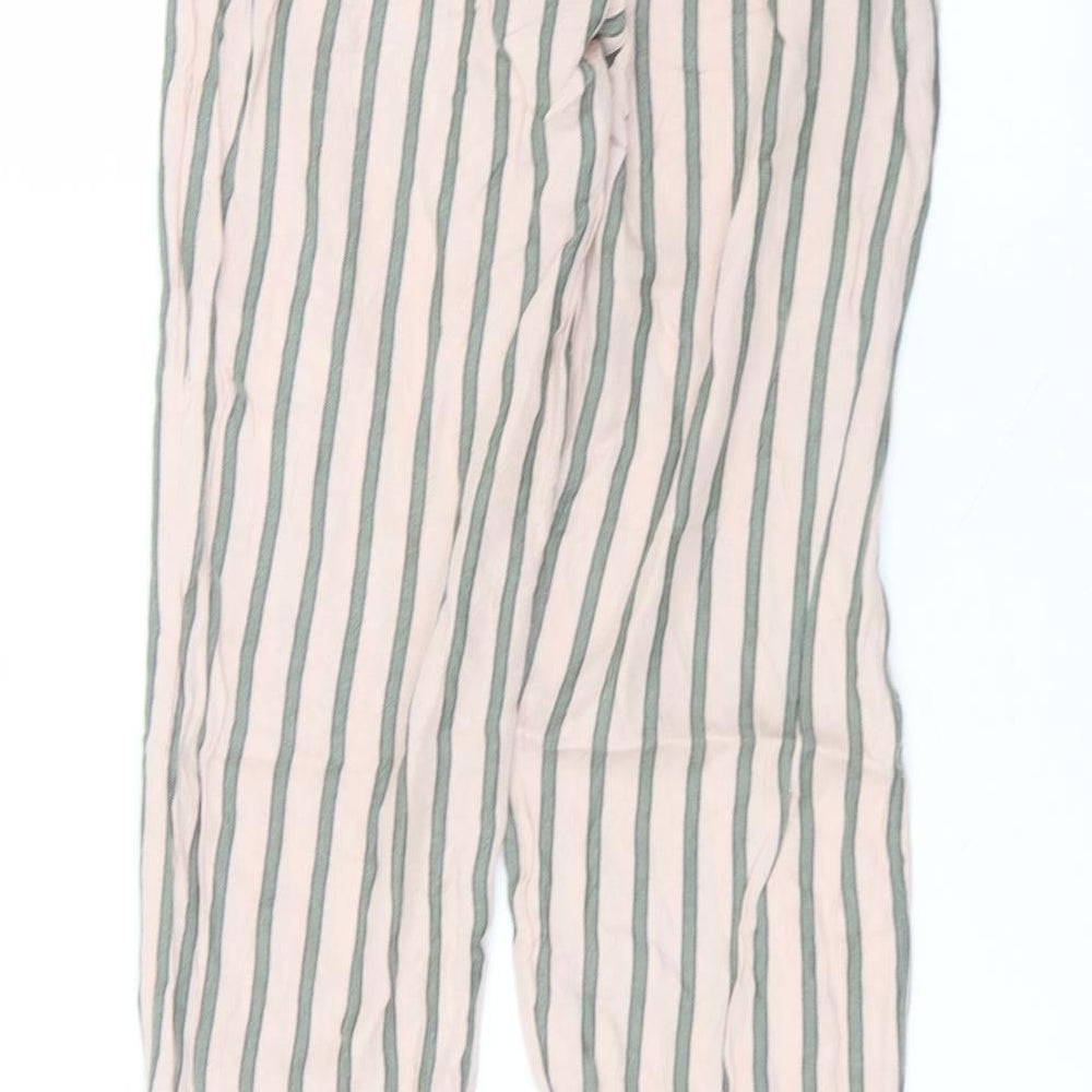 Etam Womens Pink Striped Viscose Trousers Size S L26 in Regular