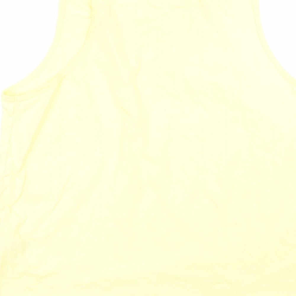 ASOS Womens Yellow Cotton Basic Tank Size L Round Neck