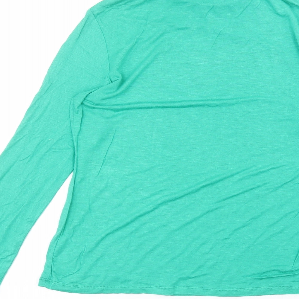 Very Womens Green Viscose Basic T-Shirt Size 10 Roll Neck
