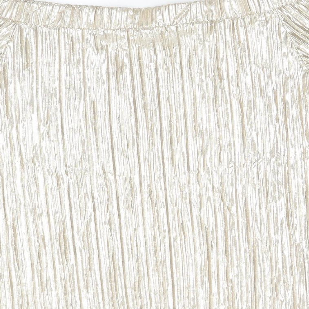 River Island Womens Gold Polyester Basic T-Shirt Size 10 Off the Shoulder