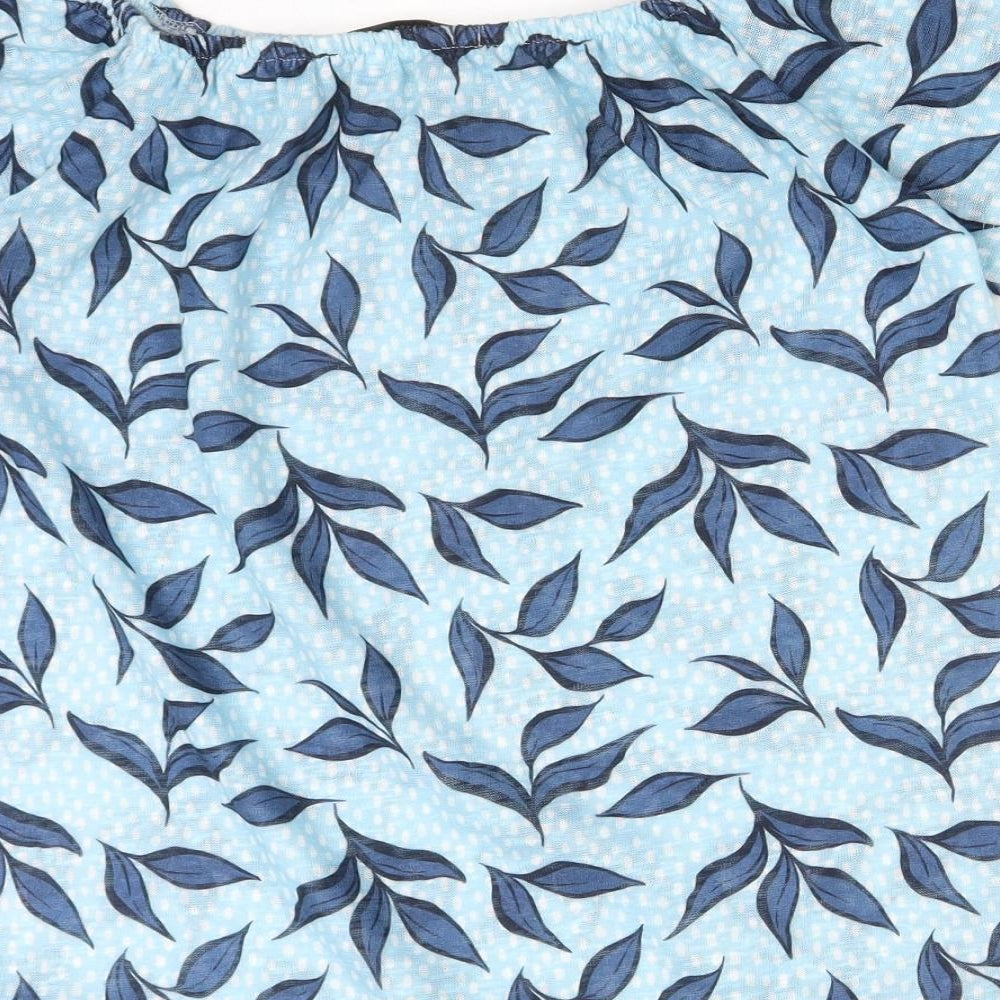 George Womens Blue Polyester Basic T-Shirt Size 8 Off the Shoulder - LEAVES