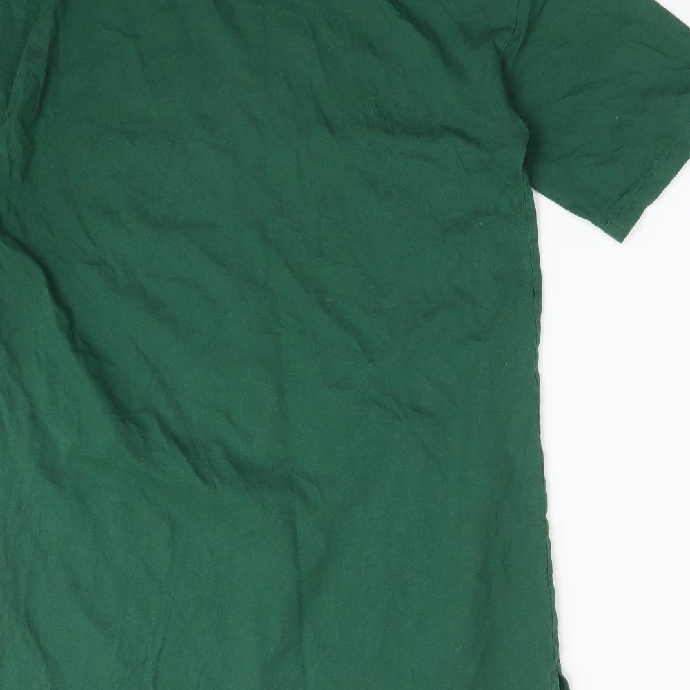 Topshop Womens Green Cotton Basic T-Shirt Size 10 Round Neck