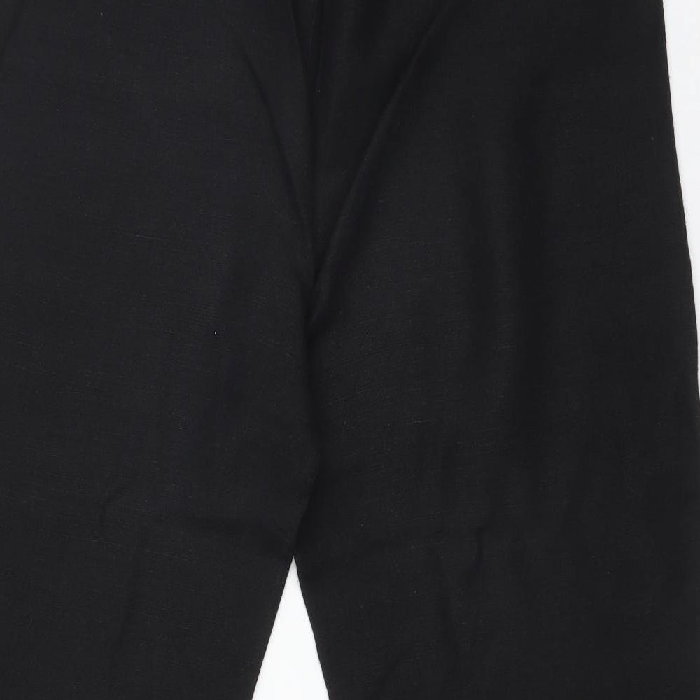 Wallis Womens Black Linen Trousers Size 12 L23 in Regular