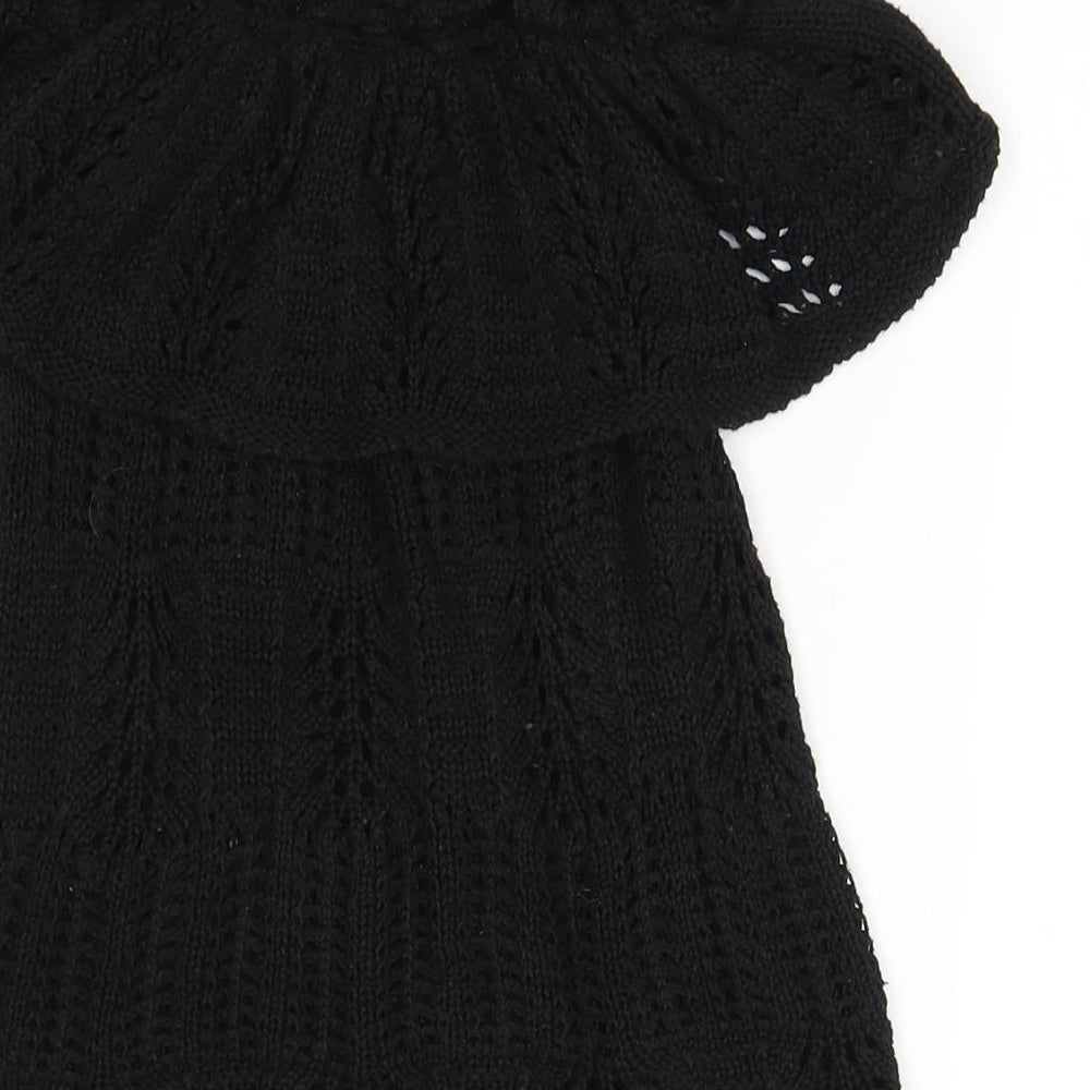Topshop Womens Black Acrylic A-Line Size 8 Off the Shoulder
