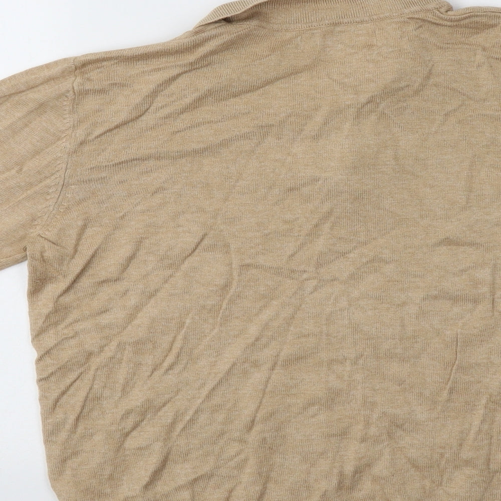 ADPT. Womens Beige Collared Viscose Pullover Jumper Size L