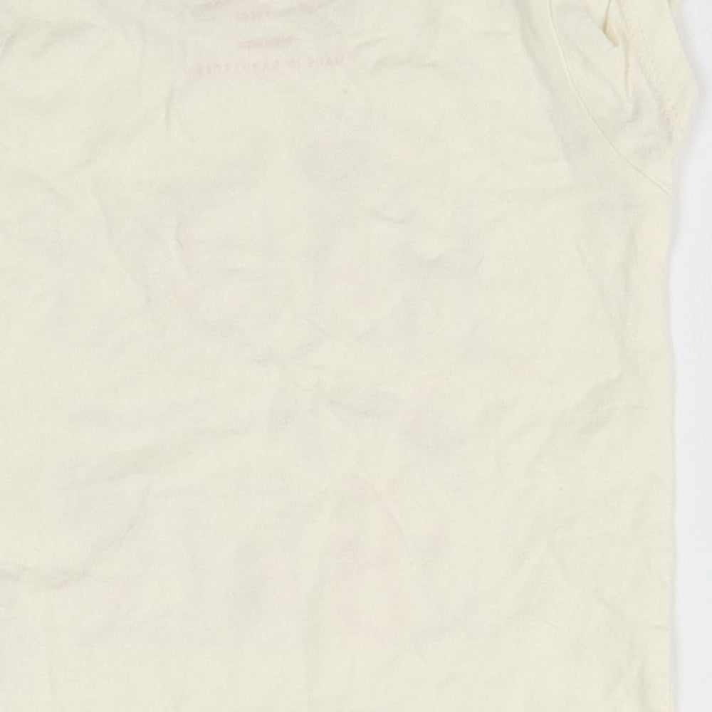 Primark Baby Ivory Cotton Basic T-Shirt Size 9-12 Months Round Neck - Happy as you can BEE