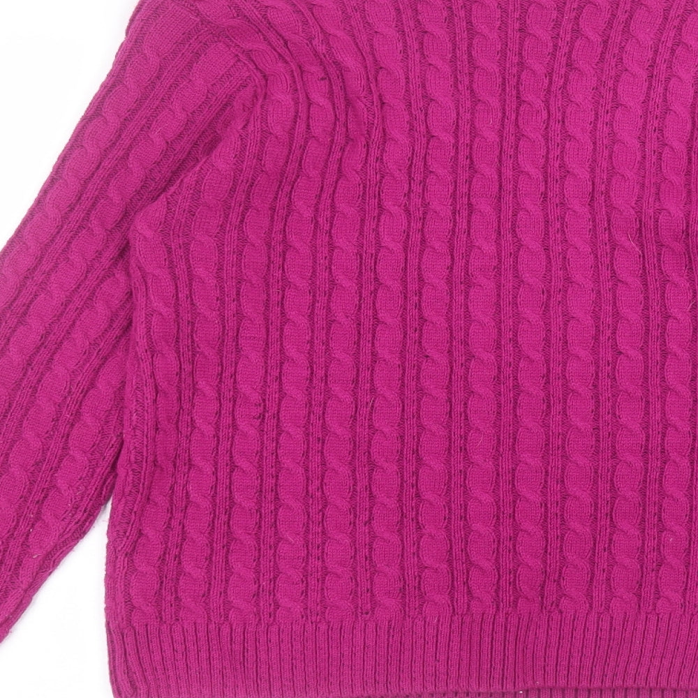 pure & natural Womens Purple V-Neck Acrylic Pullover Jumper Size S