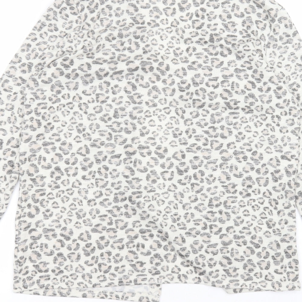 Atmosphere Womens Beige V-Neck Animal Print Polyester Cardigan Jumper Size M