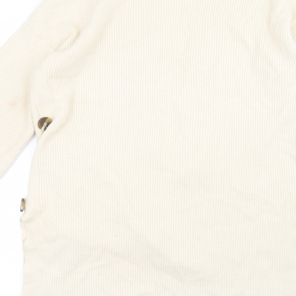 NEXT Womens Beige V-Neck Viscose Cardigan Jumper Size S