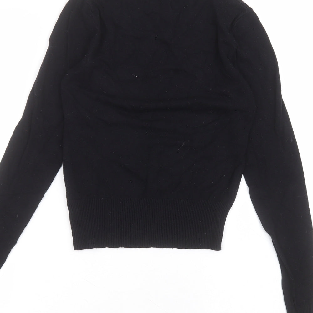New Look Womens Black Viscose Basic T-Shirt Size 8 Round Neck