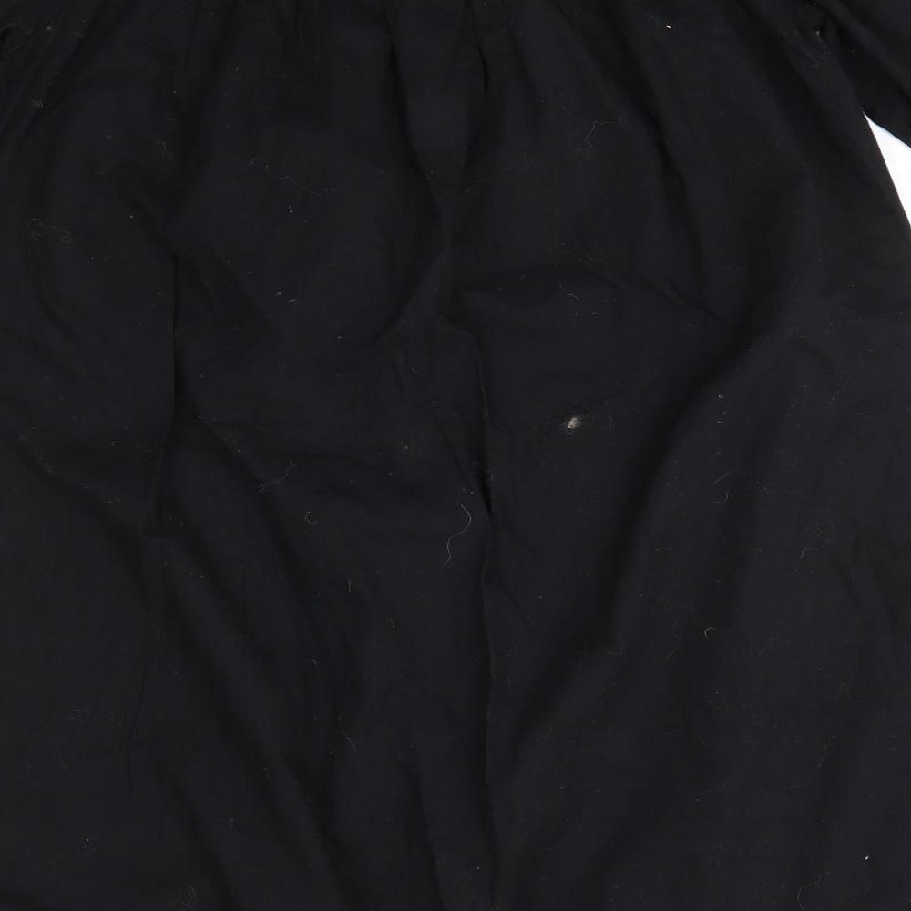 River Island Womens Black Geometric Cotton A-Line Size 10 Off the Shoulder - Elasticated shoulders