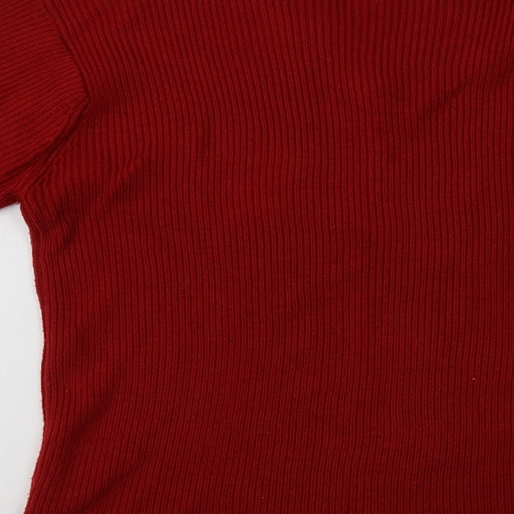 Fashion Extra Mens Red V-Neck Acrylic Pullover Jumper