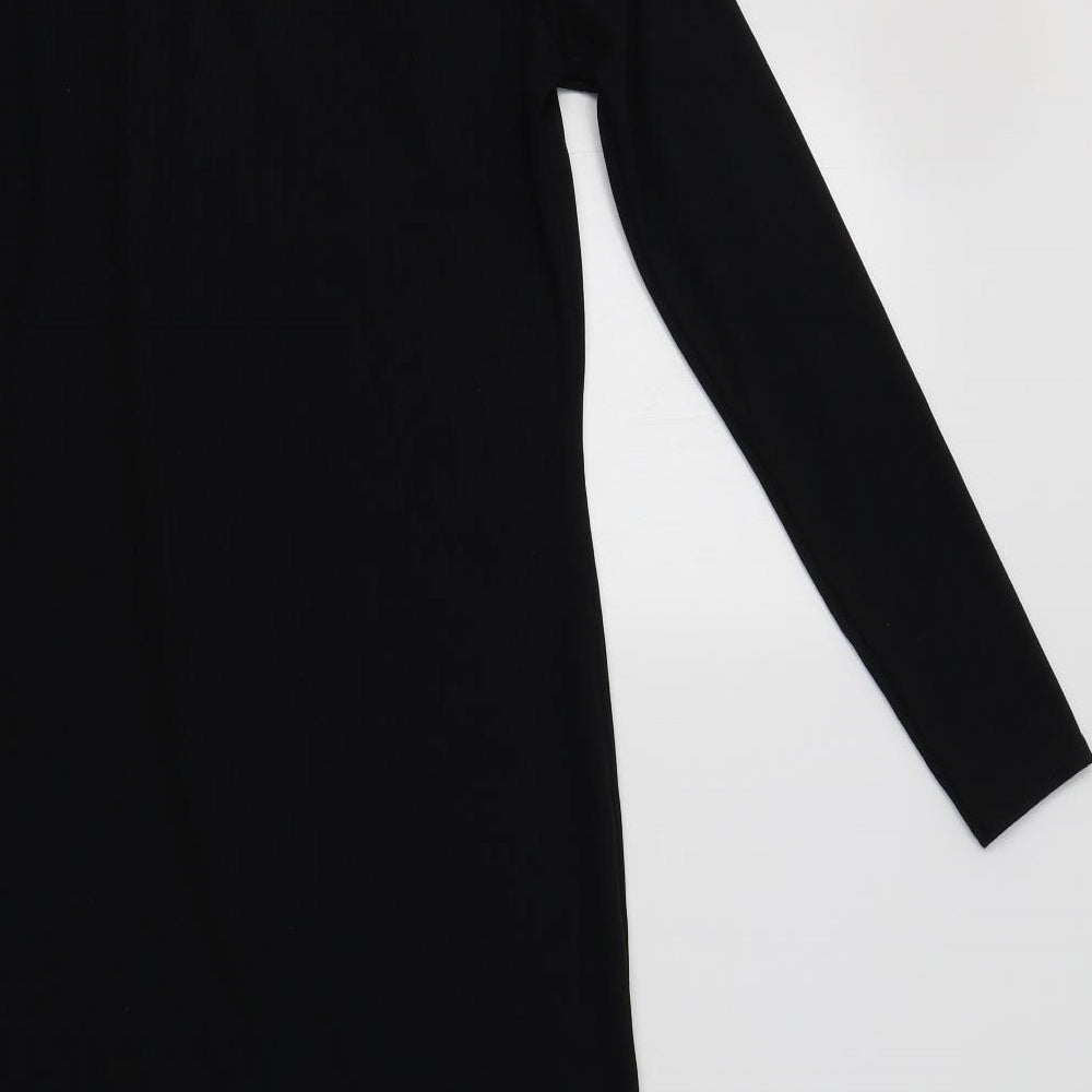 Preworn Womens Black Polyester Bodycon Size S Roll Neck