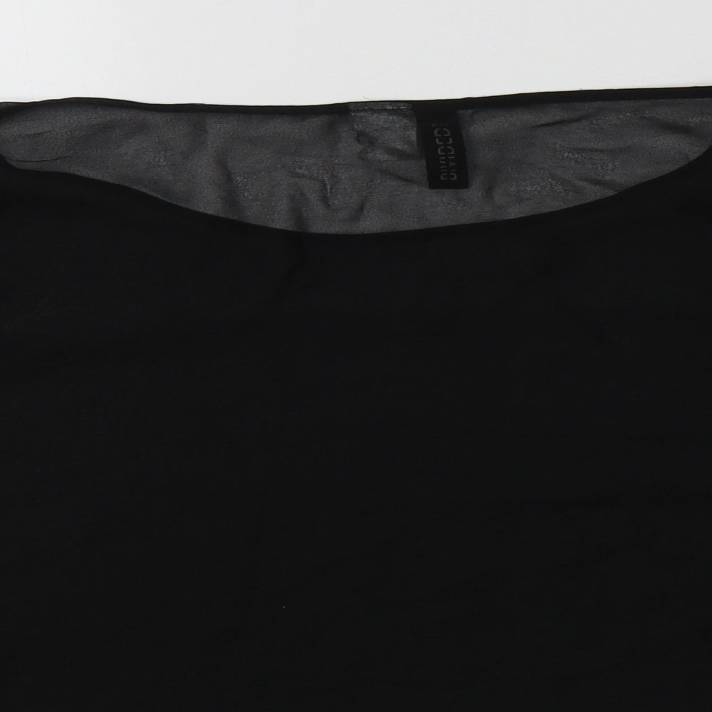 H&M Womens Black Polyester Cropped Blouse Size 8 Round Neck