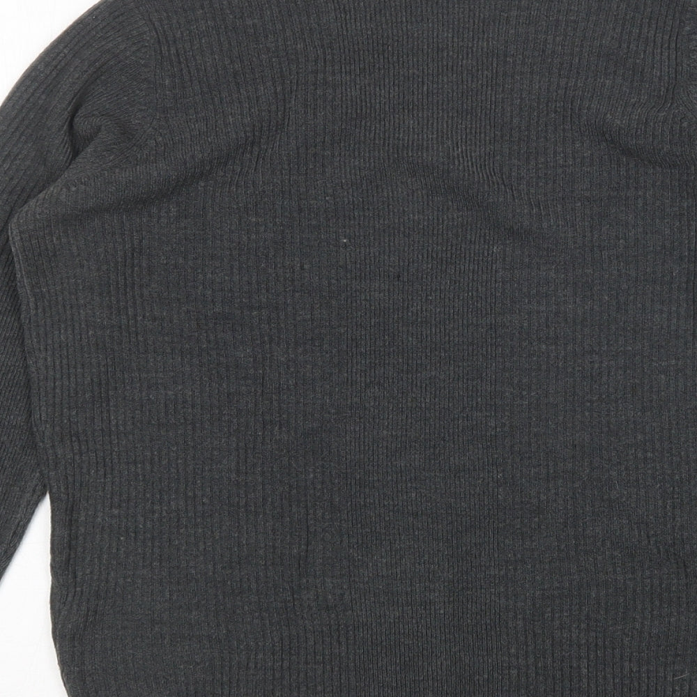 M&s Womens Grey Scoop Neck Acrylic Pullover Jumper Size 10