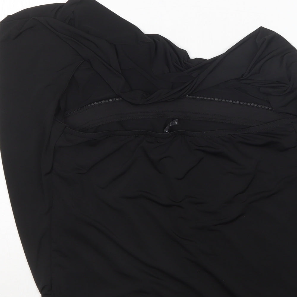 Amisu Womens Black Polyester Basic Blouse Size M Round Neck