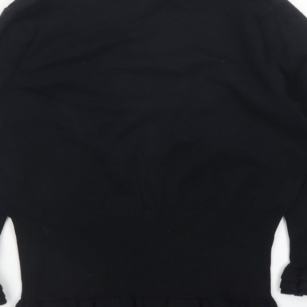 Star Womens Black V-Neck Cotton Cardigan Jumper Size 10
