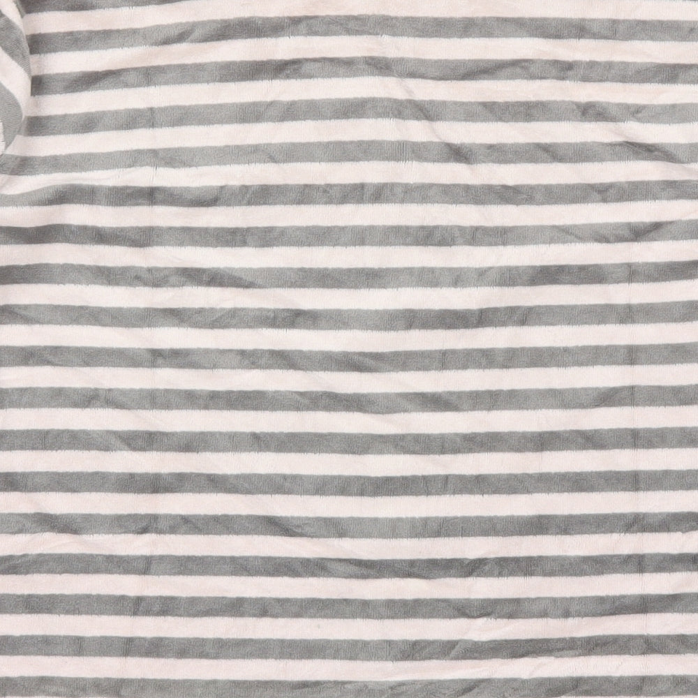 Muslher Womens Grey Striped Polyester Blend Basic Blouse Size 14 Round Neck