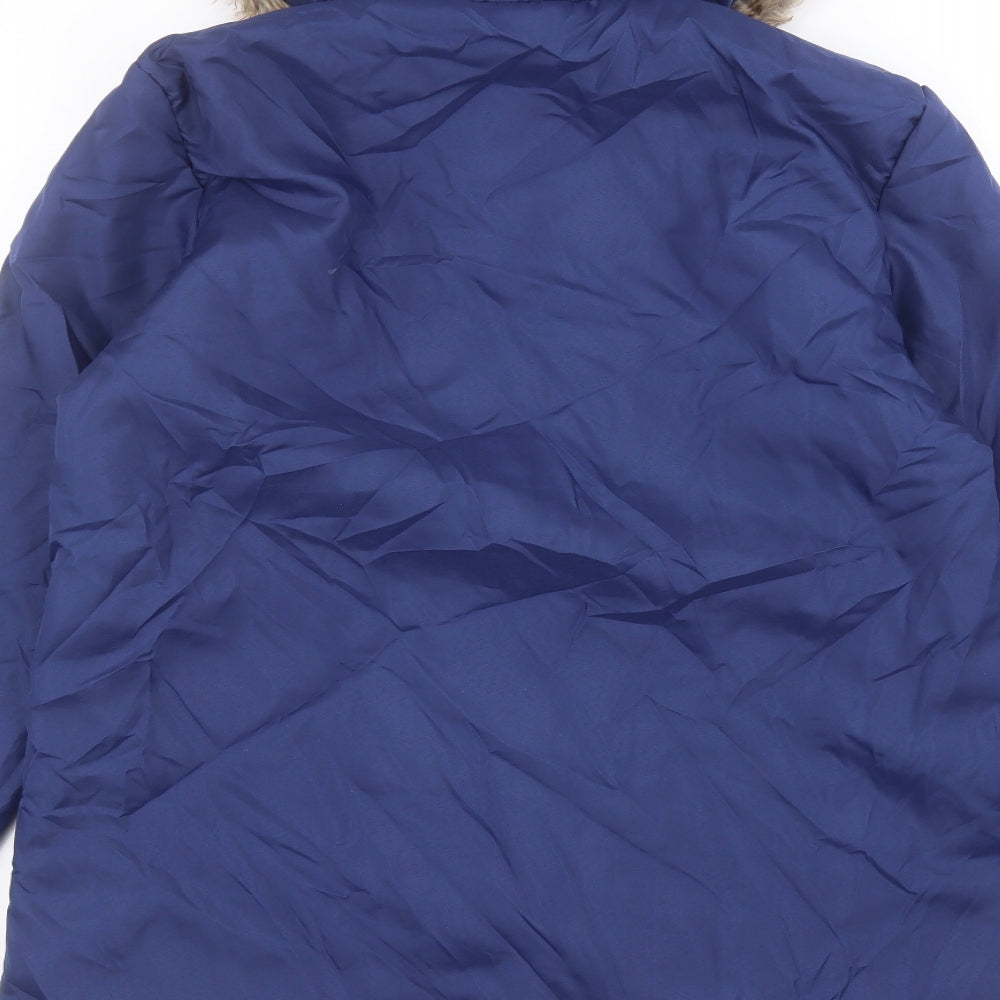 anne de lancay Womens Blue Parka Coat Size S