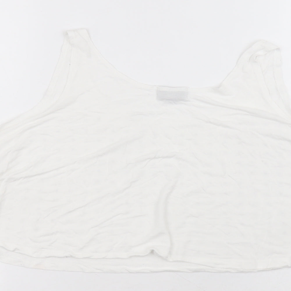Topshop Womens White Viscose Basic Blouse Size S Round Neck