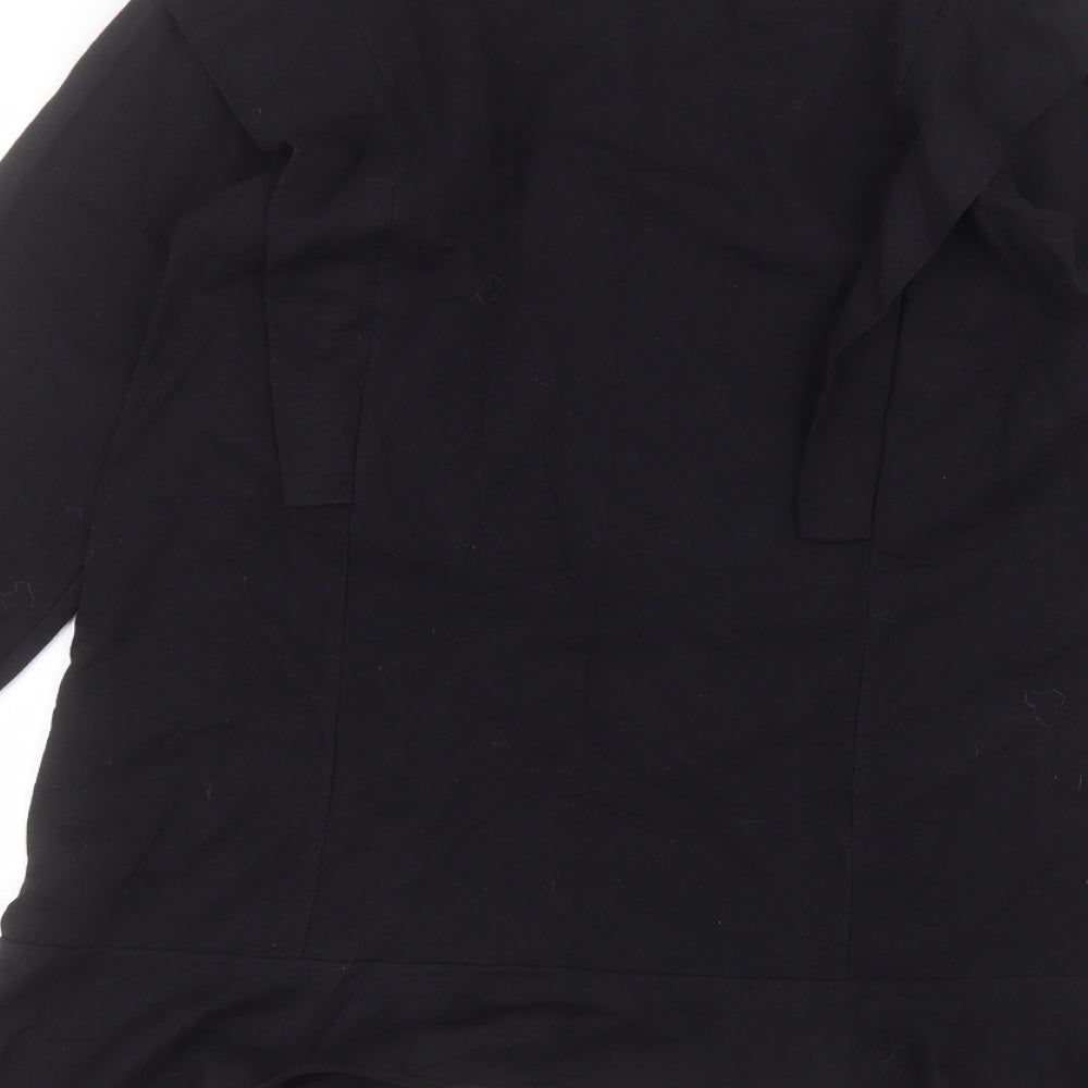 Boohoo Womens Black Cotton Basic Blouse Size 10 Round Neck