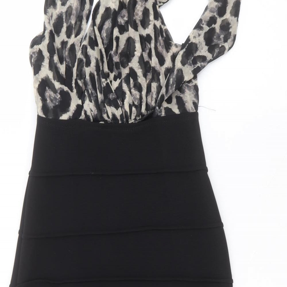 River Island Womens Black Polyester Pencil Dress Size 10 Round Neck