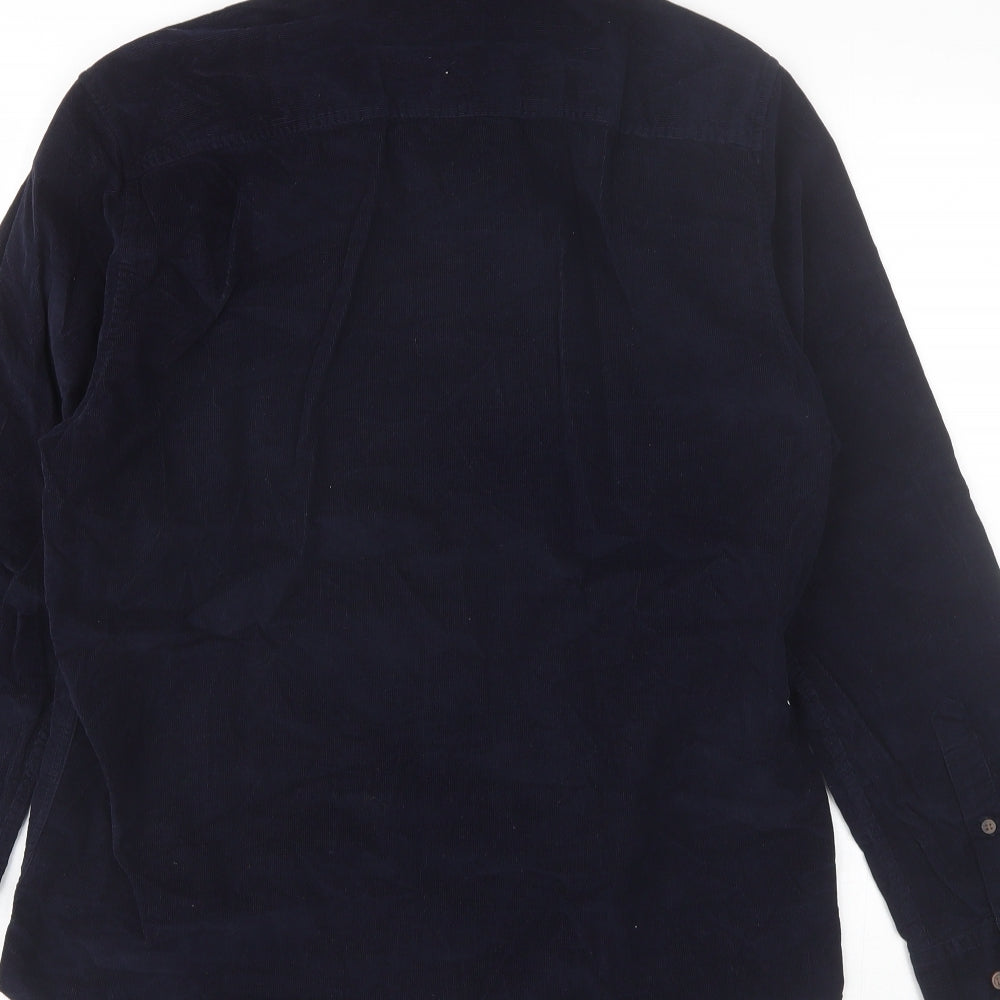 Taylor & Hunt Mens Blue Cotton Button-Up Size M Collared