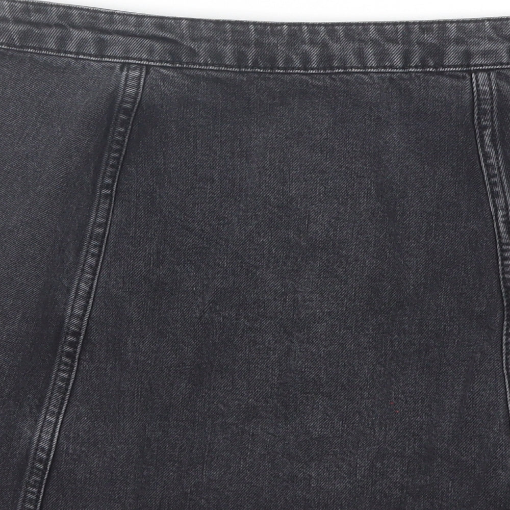 Topshop Womens Black Cotton Mini Skirt Size 28 in