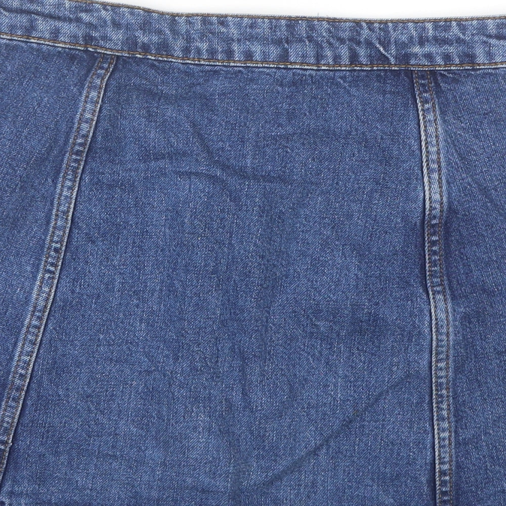 Topshop Womens Blue Cotton Mini Skirt Size 28 in