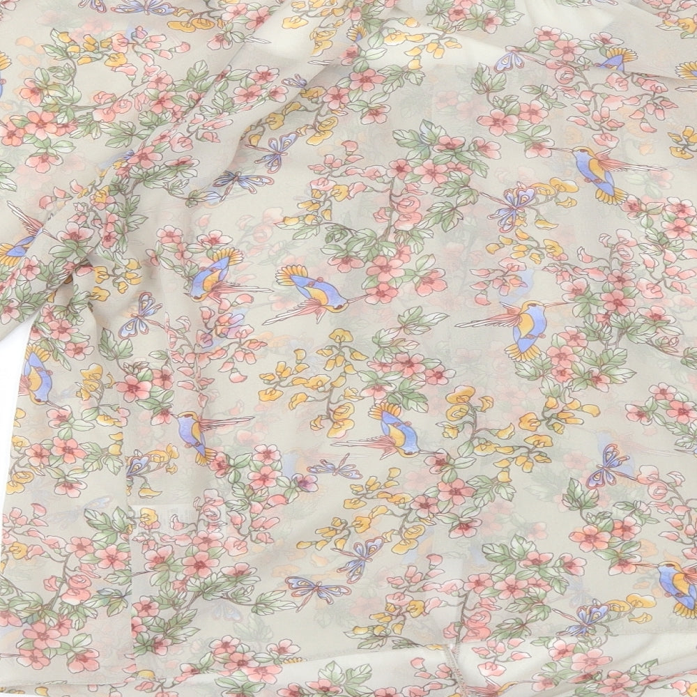Wallis Womens Beige Floral Polyester Basic Blouse Size S Round Neck