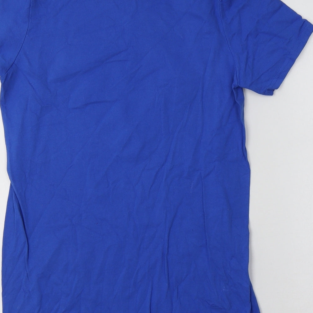 Gildan Womens Blue Cotton Basic T-Shirt Size S Crew Neck - Wales