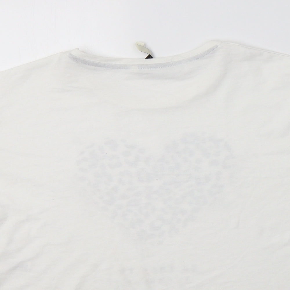 George Girls White Animal Print Cotton Basic T-Shirt Size 11-12 Years Crew Neck - Heart