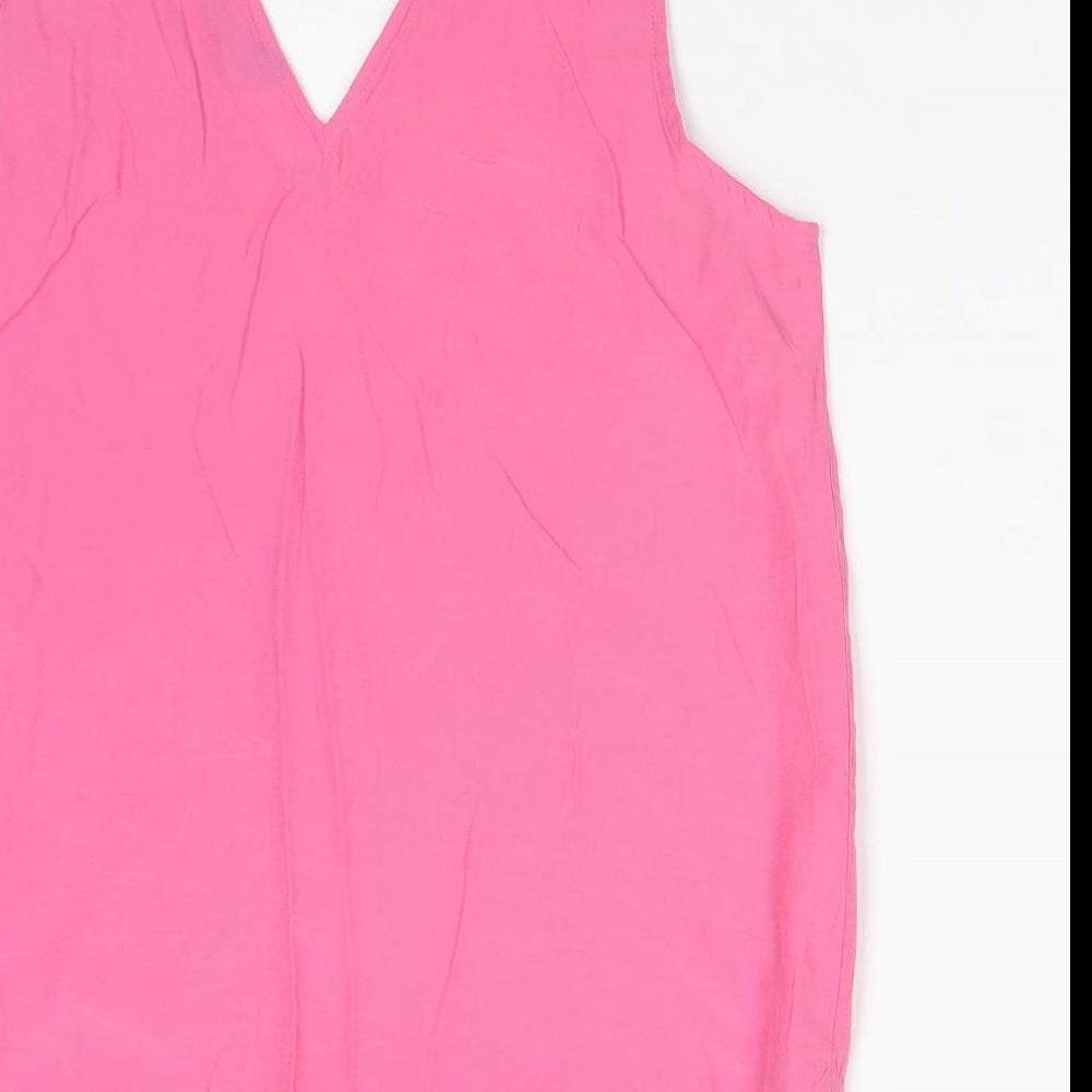 Marks & Spencer Womens Pink Viscose Basic Tank Size 10 V-Neck