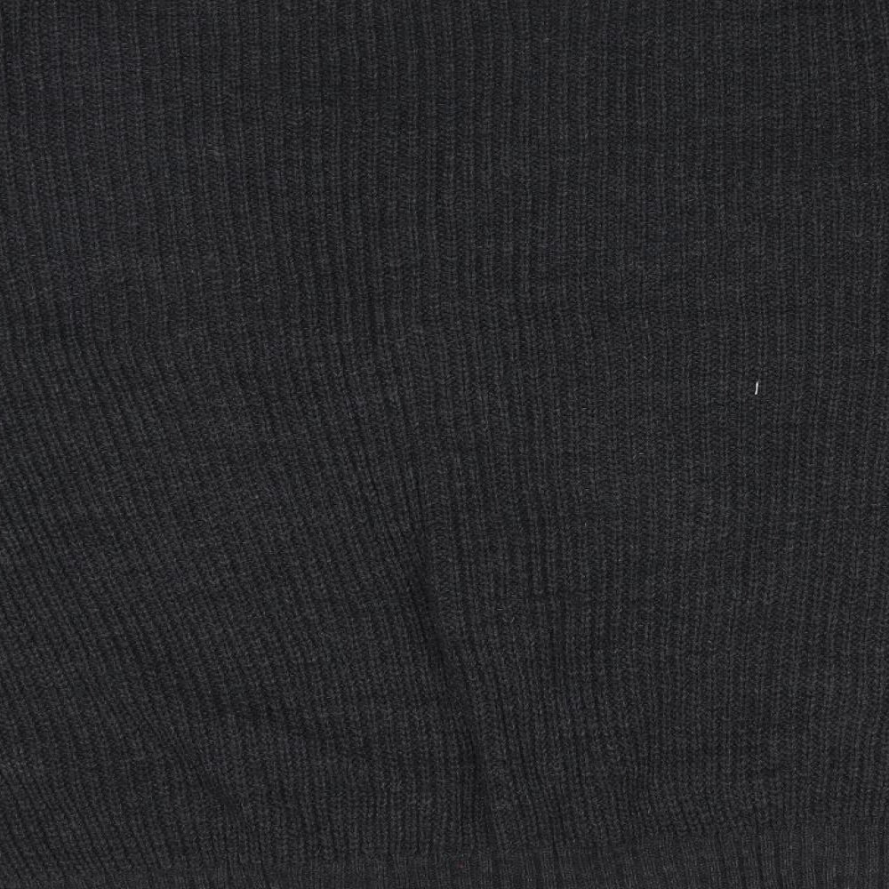 Boohoo Womens Grey V-Neck Acrylic Pullover Jumper Size L