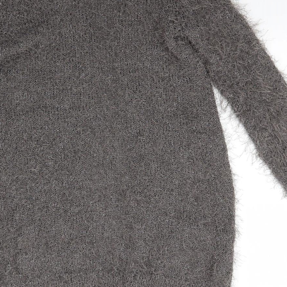 NEXT Womens Grey V-Neck Polyester Cardigan Jumper Size XS - Subtle shimmer effect