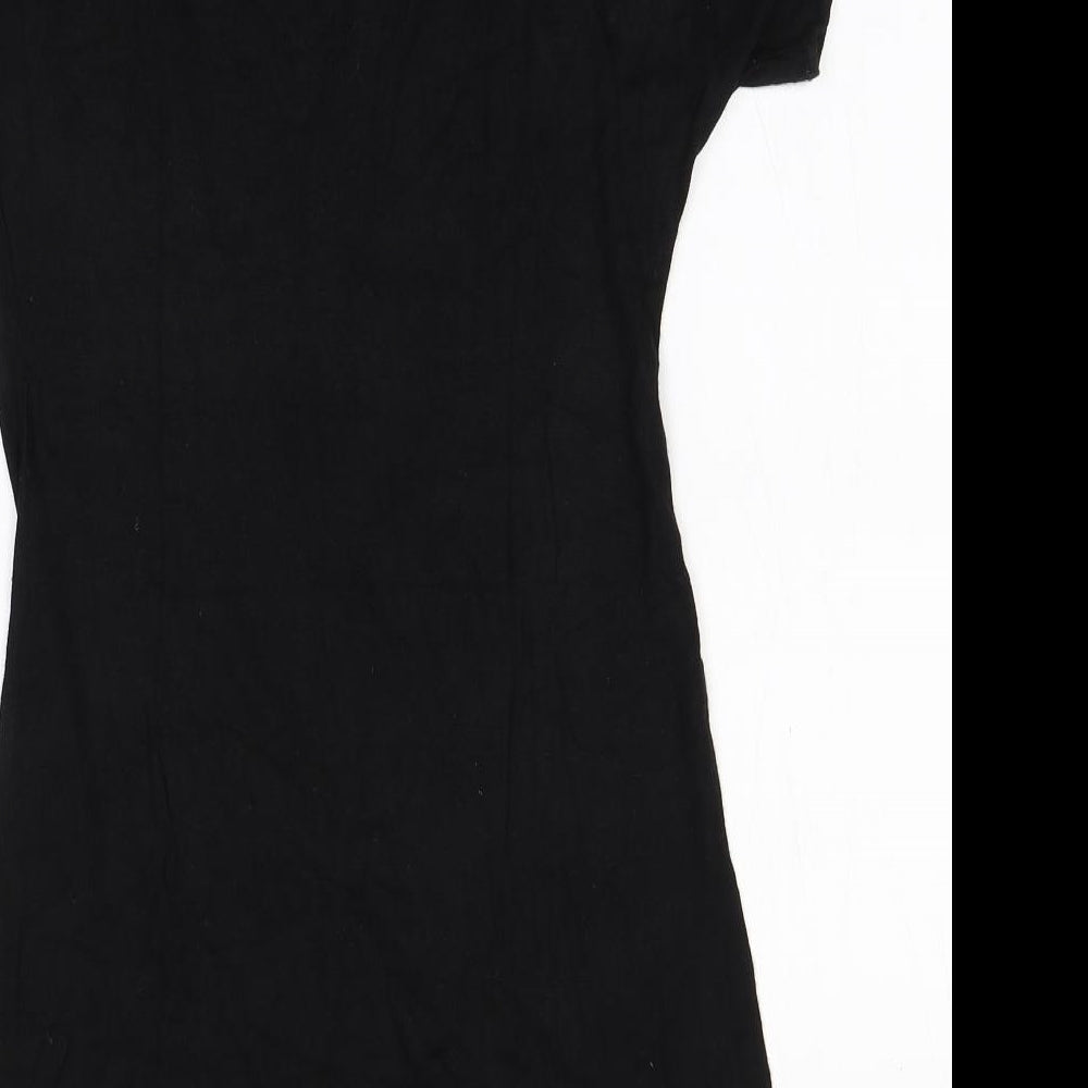 H&M Womens Black Viscose A-Line Size S Round Neck