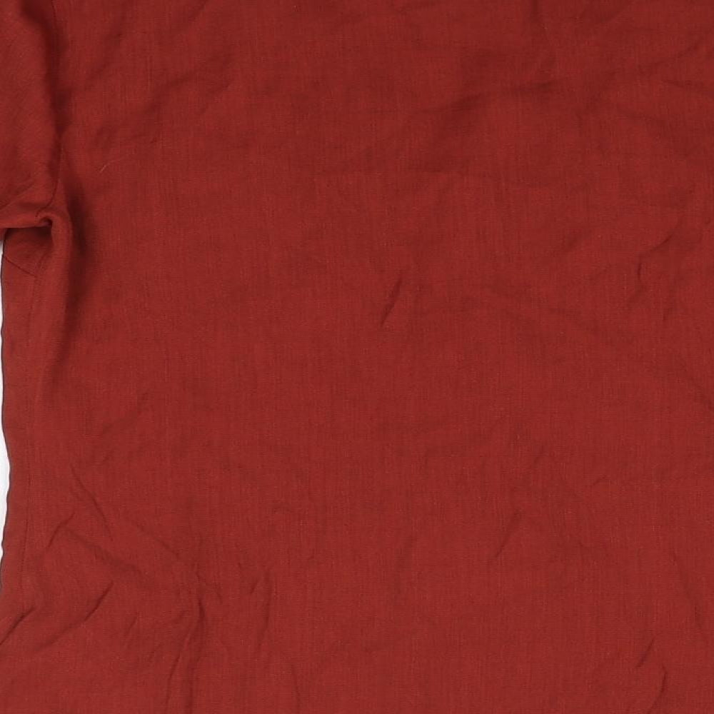 Primark Womens Red Viscose Basic Button-Up Size 6 V-Neck