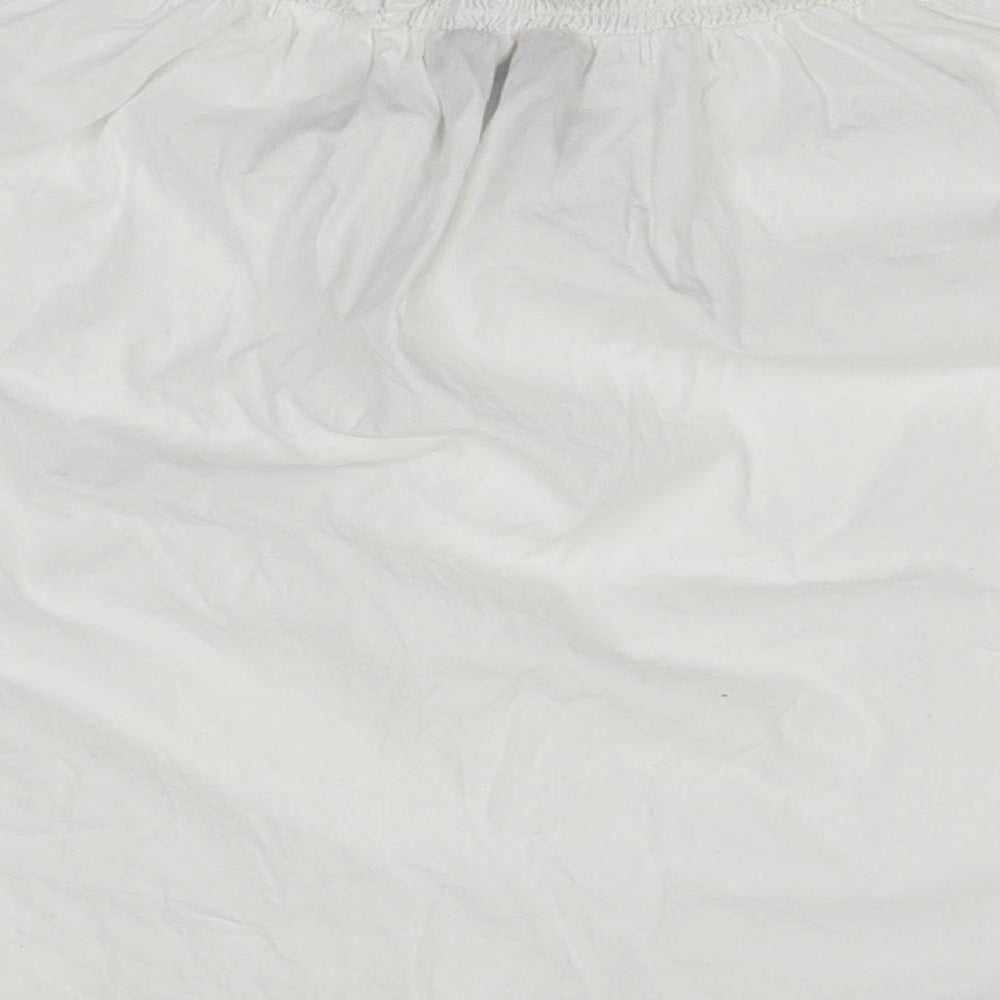 New Look Womens White Cotton Basic T-Shirt Size 8 Round Neck
