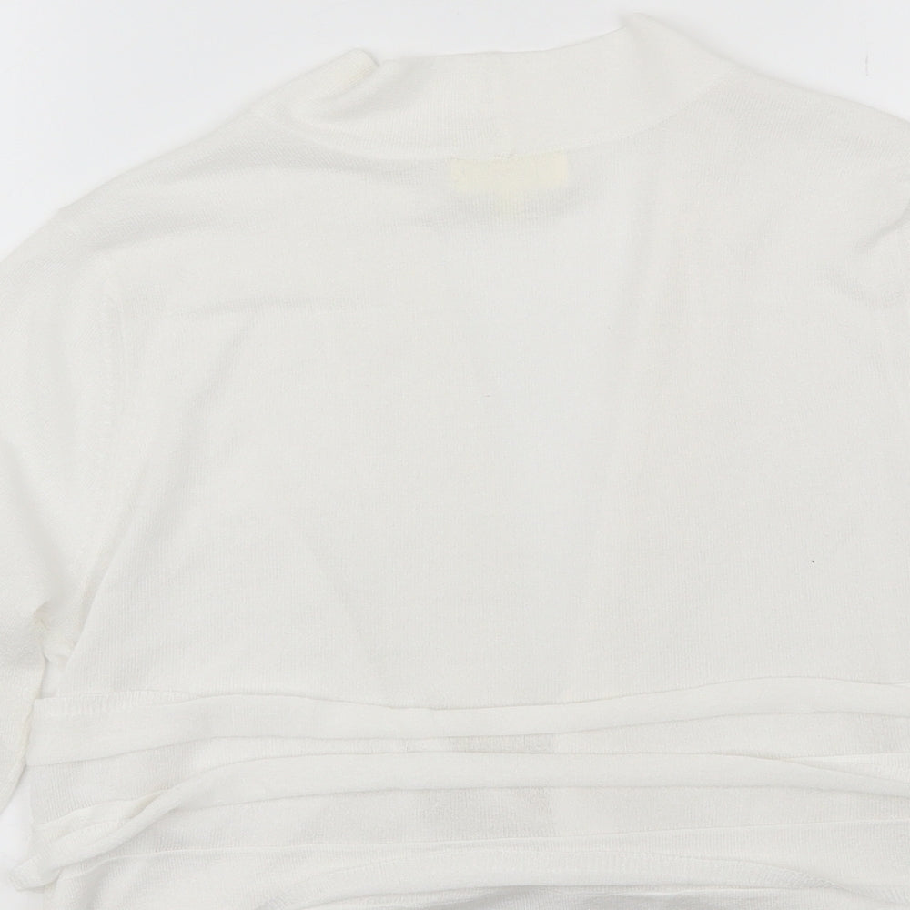 Linea Womens White V-Neck Viscose Shrug Jumper Size L