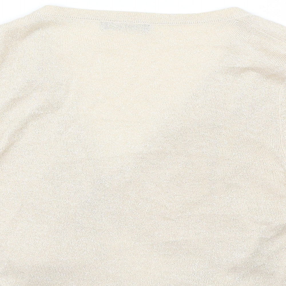 M&Co Womens Beige V-Neck Viscose Shrug Jumper Size M