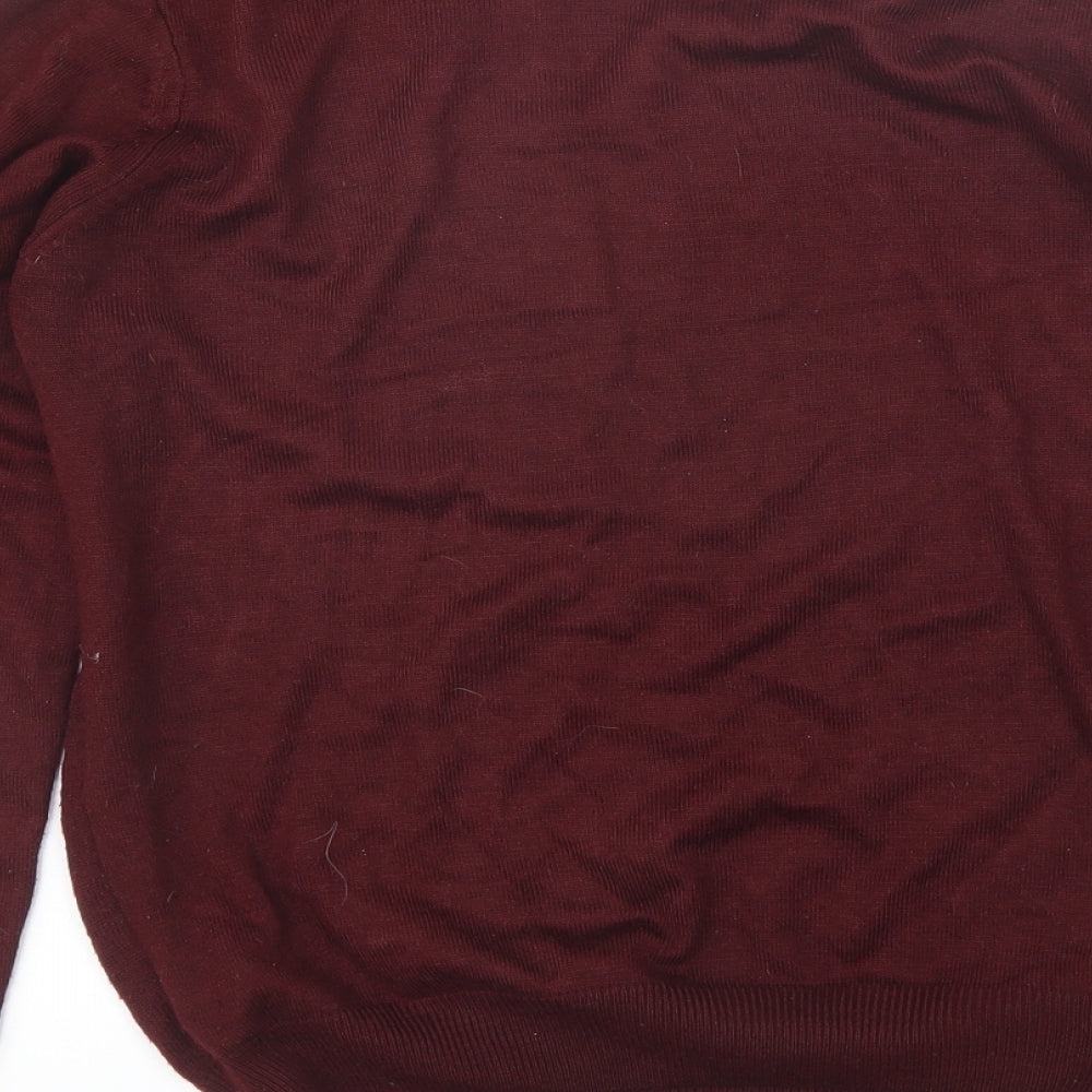 River Island Mens Red Round Neck Acrylic Pullover Jumper Size S