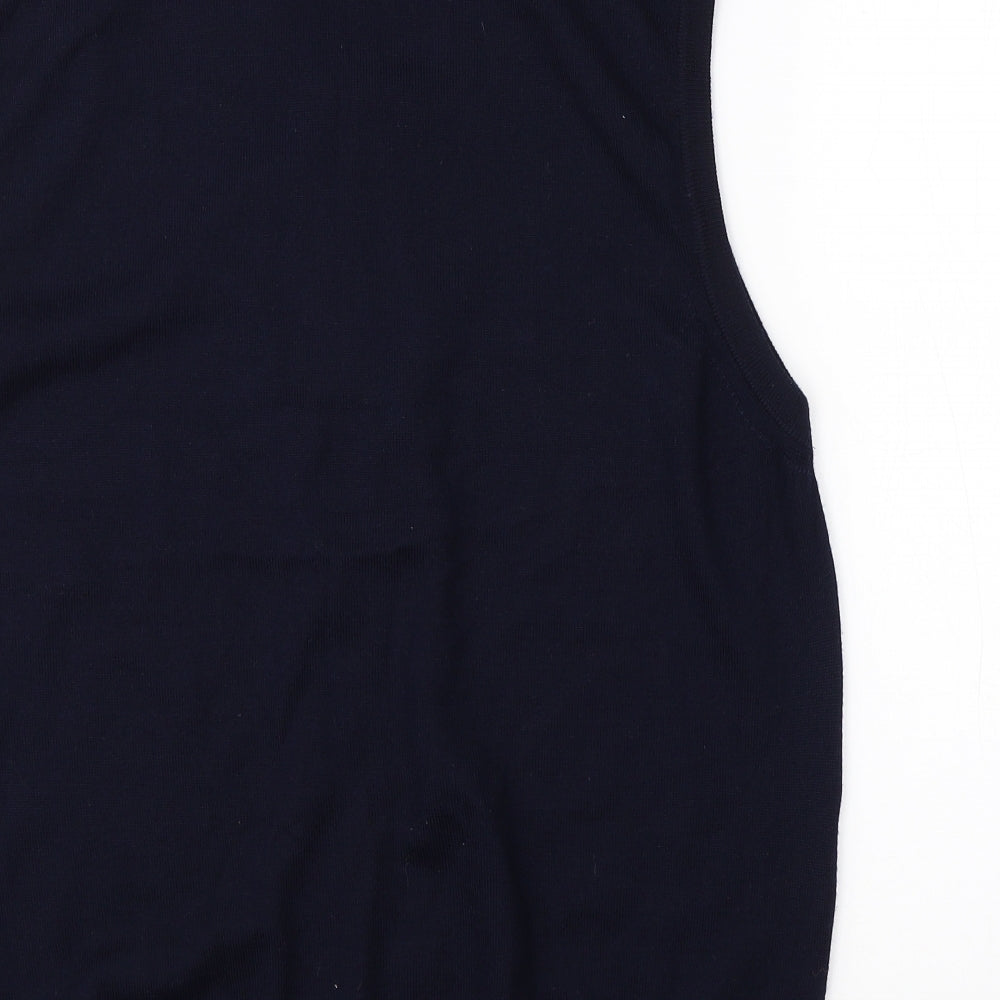 Marks & Spencer Mens Blue High Neck Acrylic Vest Jumper Size L