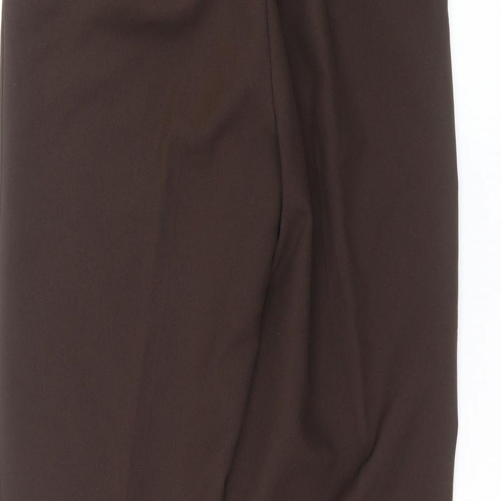 Bonmarché Womens Brown Polyester Trousers Size S L27 in Regular