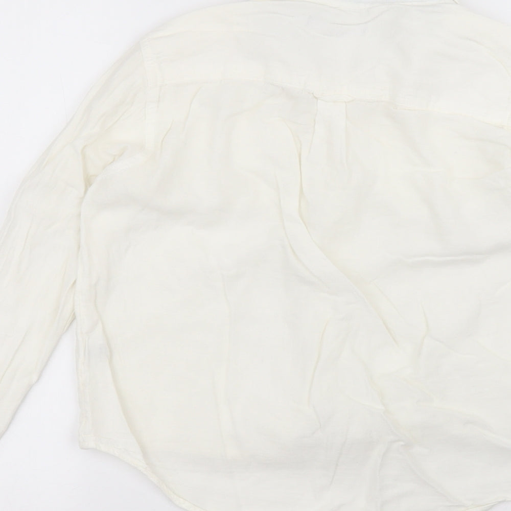 Atmosphere Womens White Cotton Basic Button-Up Size 8 Collared