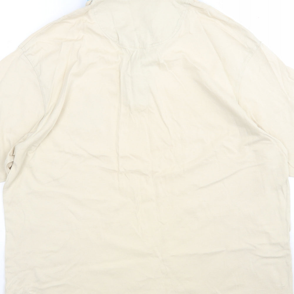 M&S Mens Beige Cotton Polo Size M Collared